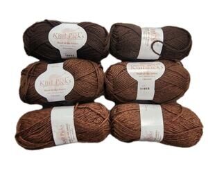 Knit Picks Wool of the Andes Yarn Lot 6 Skeins Worsted Coffee Tone